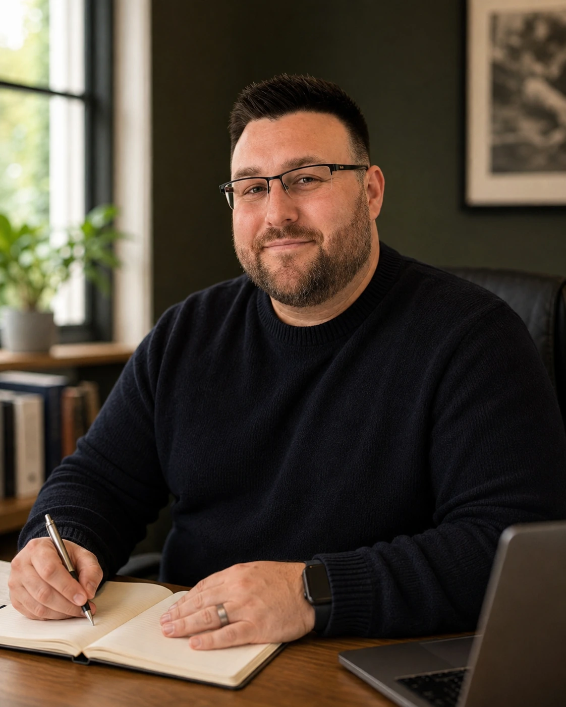 Daniel Cooper, founder of COOPER, working at his desk